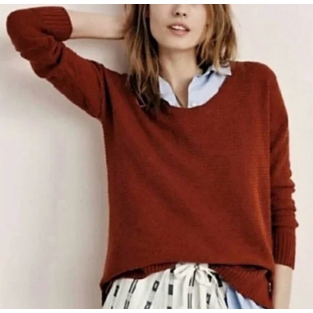 MADEWELL Chronicle Texture Pullover Sweater in Rust